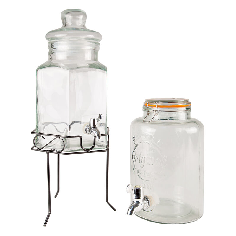 Glass Drinks Dispenser with Tap and Stand